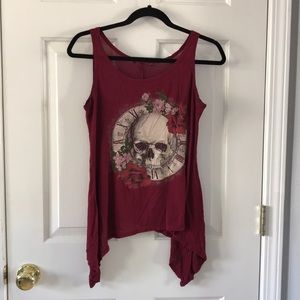Maroon skull tank top